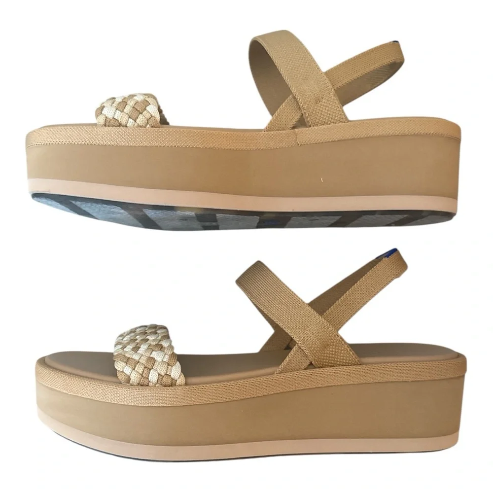 NWOT Rothy’s‎ Women’s Lightweight Wedge Sandal Neutral Beige Woven Size 11W